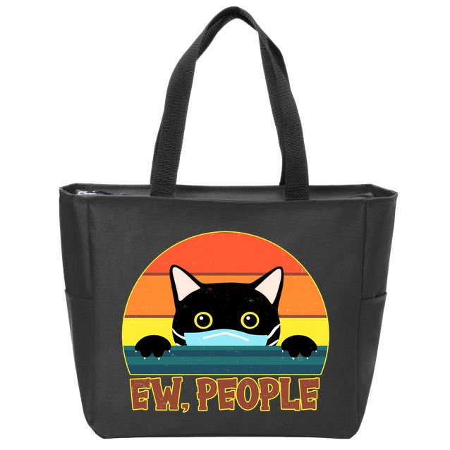 Vintage Ew People Social Distancing Mask Cat Zip Tote Bag