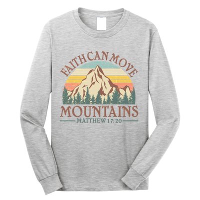 Vintage Faith Can Move Mountains Matthew 17:20 Long Sleeve Shirt