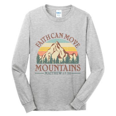 Vintage Faith Can Move Mountains Matthew 17:20 Tall Long Sleeve T-Shirt