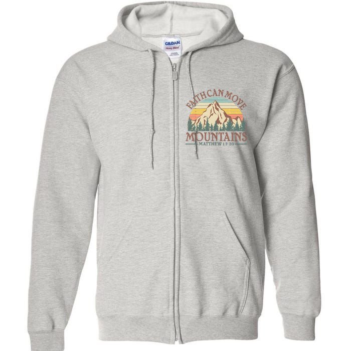 Vintage Faith Can Move Mountains Matthew 17:20 Full Zip Hoodie