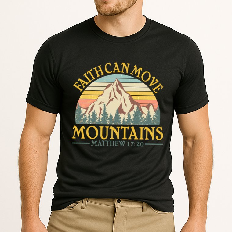 Vintage Faith Can Move Mountains Matthew 17:20 Performance Shirt