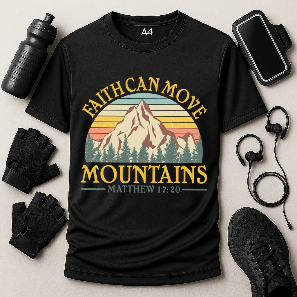 Vintage Faith Can Move Mountains Matthew 17:20 Performance Shirt