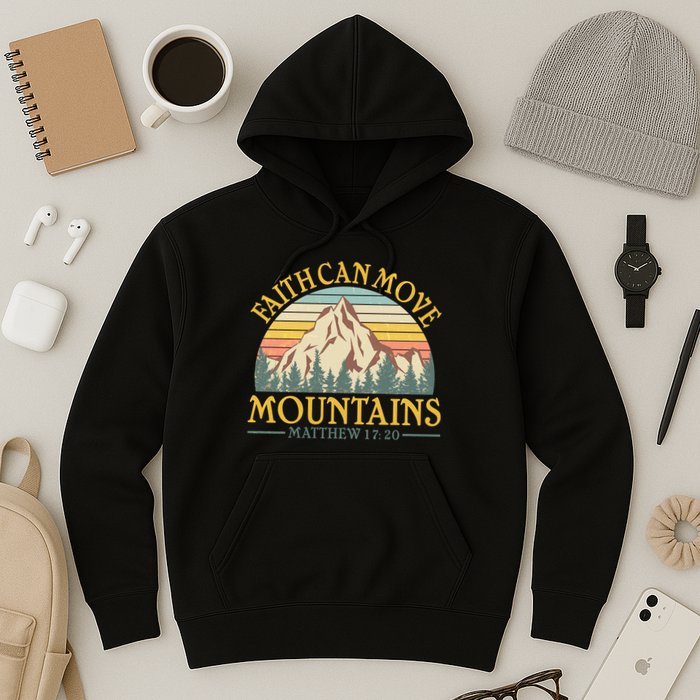 Vintage Faith Can Move Mountains Matthew 17:20 Hoodie