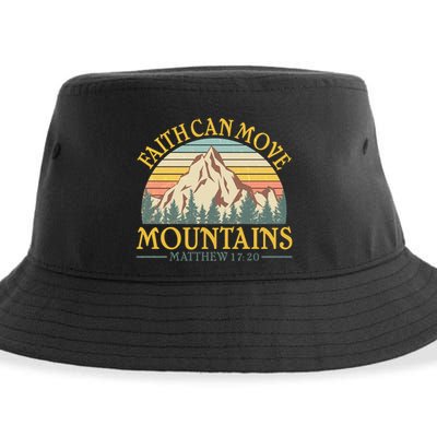 Vintage Faith Can Move Mountains Matthew 17:20 Sustainable Bucket Hat