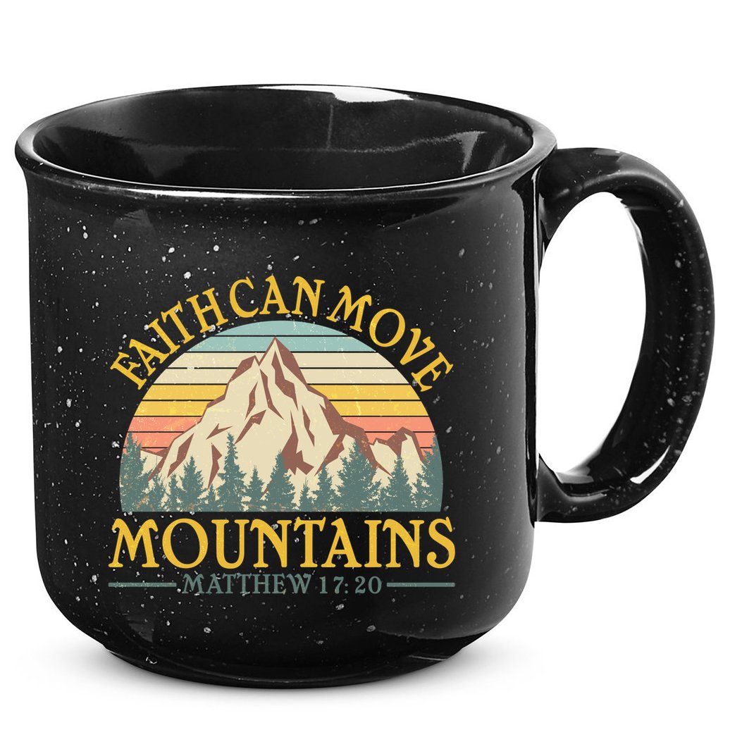 Vintage Faith Can Move Mountains Matthew 17:20 15oz Campfire Ceramic Mug