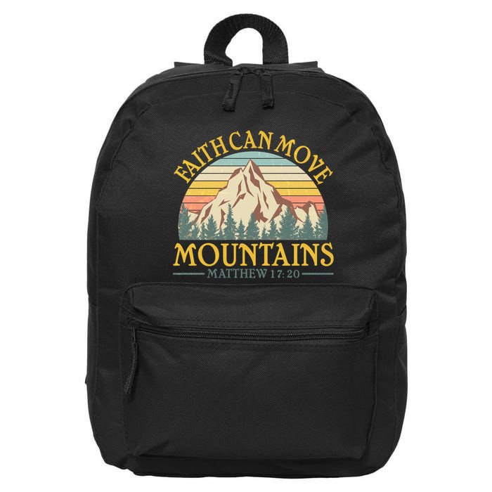 Vintage Faith Can Move Mountains Matthew 17:20 16 in Basic Backpack