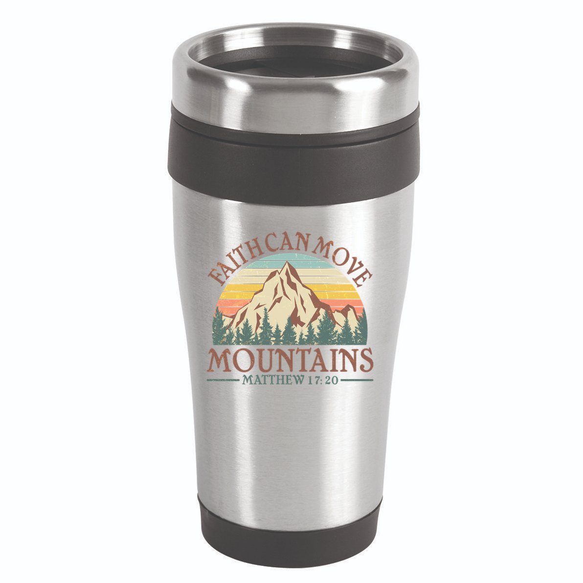 Vintage Faith Can Move Mountains Matthew 17:20 16oz Travel Tumbler