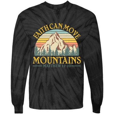 Vintage Faith Can Move Mountains Matthew 17:20 Tie-Dye Long Sleeve Shirt