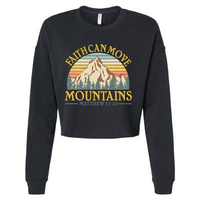 Vintage Faith Can Move Mountains Matthew 17:20 Cropped Pullover Crew
