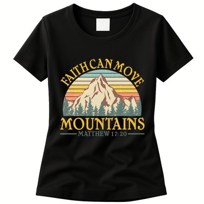 Vintage Faith Can Move Mountains Matthew 17:20 Womens T-Shirt