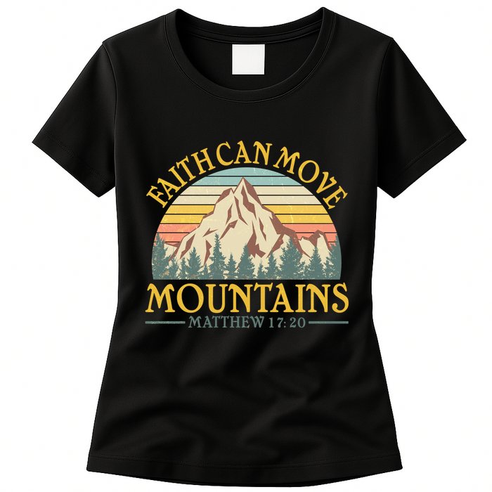 Vintage Faith Can Move Mountains Matthew 17:20 Womens T-Shirt
