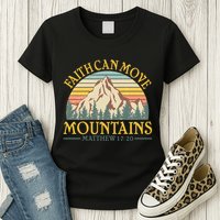 Vintage Faith Can Move Mountains Matthew 17:20 Womens T-Shirt
