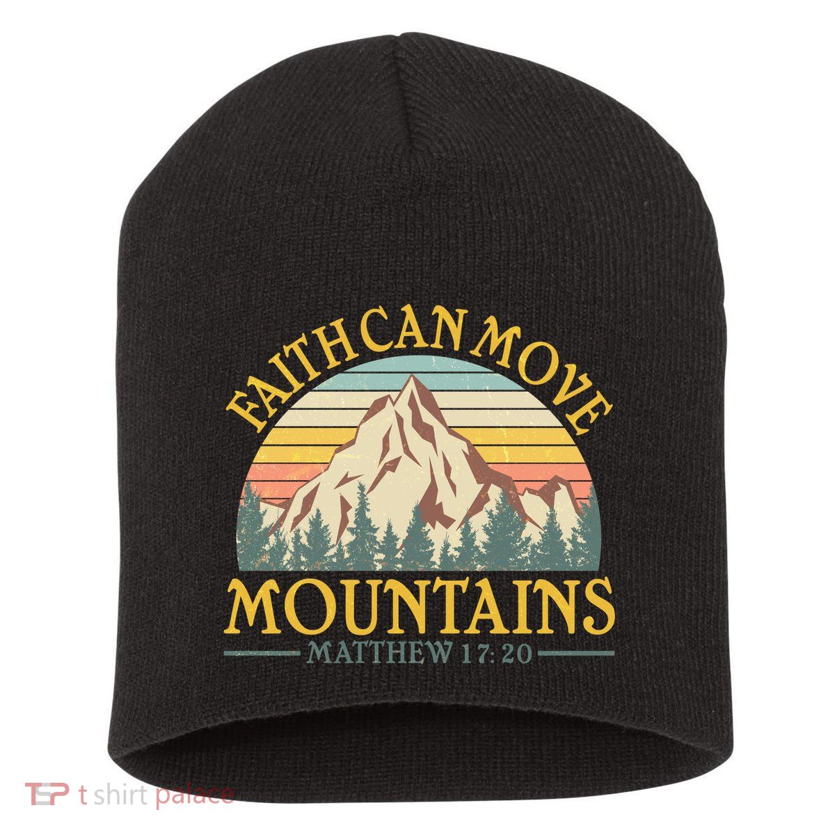 Vintage Faith Can Move Mountains Matthew 17:20 Short Acrylic Beanie