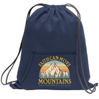 Vintage Faith Can Move Mountains Matthew 17:20 Sweatshirt Cinch Pack Bag