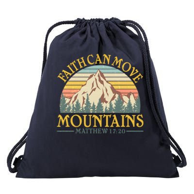 Vintage Faith Can Move Mountains Matthew 17:20 Drawstring Bag