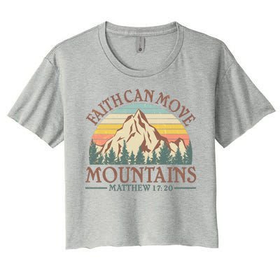 Vintage Faith Can Move Mountains Matthew 17:20 Women's Crop Top Tee