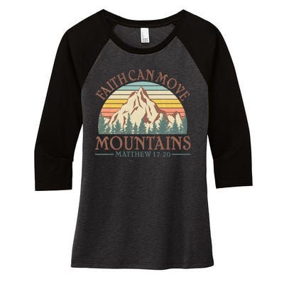 Vintage Faith Can Move Mountains Matthew 17:20 Women's Tri-Blend 3/4-Sleeve Raglan Shirt