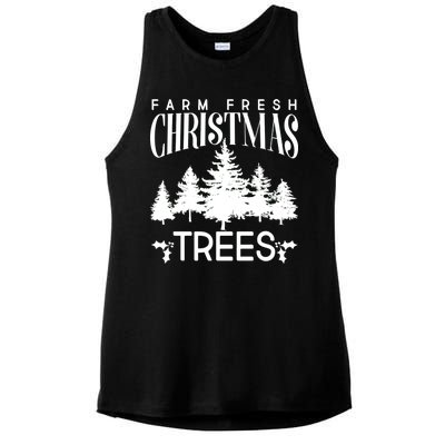 Vintage Farm Fresh Christmas Trees Ladies PosiCharge Tri-Blend Wicking Tank