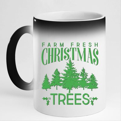 Vintage Farm Fresh Christmas Trees 11oz Black Color Changing Mug