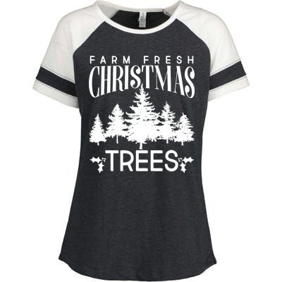 Vintage Farm Fresh Christmas Trees Enza Ladies Jersey Colorblock Tee