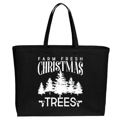 Vintage Farm Fresh Christmas Trees Cotton Canvas Jumbo Tote