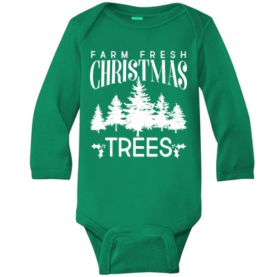 Vintage Farm Fresh Christmas Trees Baby Long Sleeve Bodysuit