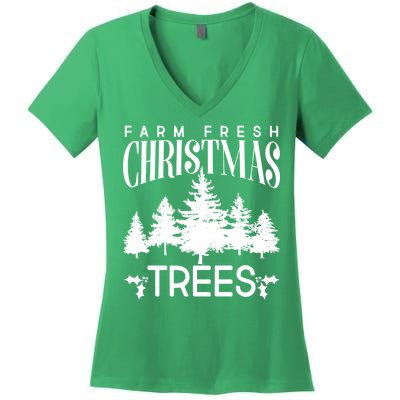 Vintage Farm Fresh Christmas Trees Women's V-Neck T-Shirt