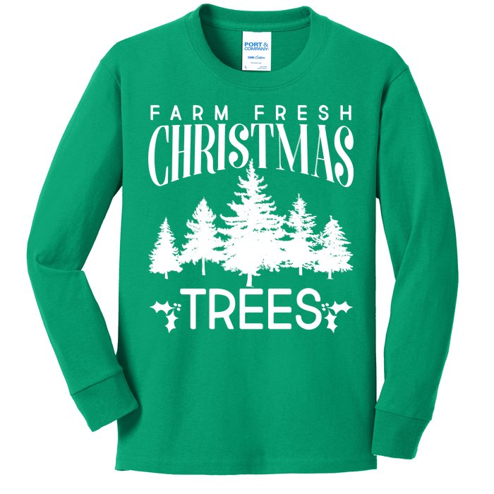 Vintage Farm Fresh Christmas Trees Kids Long Sleeve Shirt