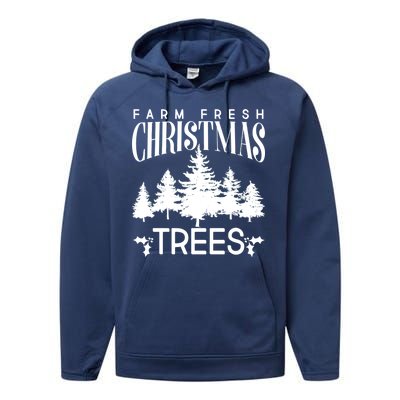 Vintage Farm Fresh Christmas Trees Performance Fleece Hoodie