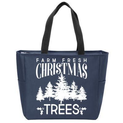 Vintage Farm Fresh Christmas Trees Zip Tote Bag