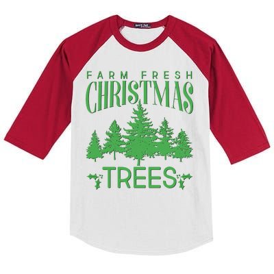 Vintage Farm Fresh Christmas Trees Kids Colorblock Raglan Jersey