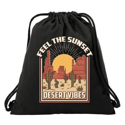 Vintage Feel The Sunset Desert Vibes Drawstring Bag