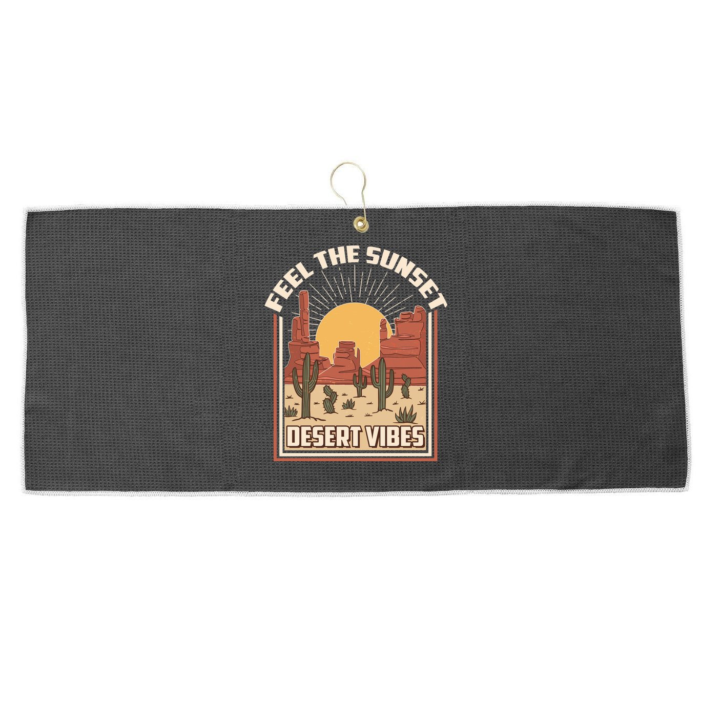 Vintage Feel The Sunset Desert Vibes Large Microfiber Waffle Golf Towel