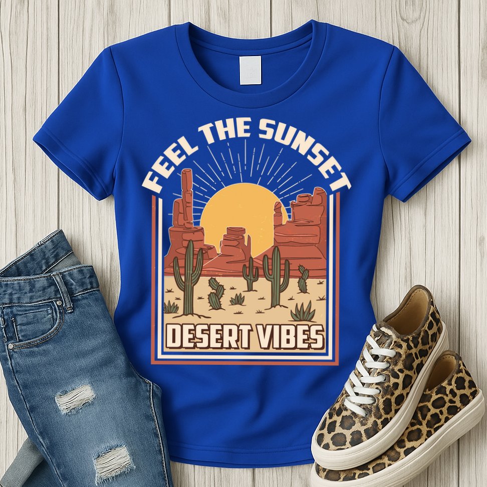 Vintage Feel The Sunset Desert Vibes Womens T-Shirt