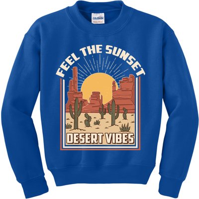 Vintage Feel The Sunset Desert Vibes Kids Sweatshirt