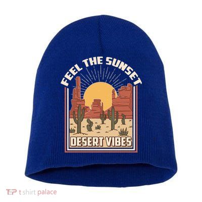 Vintage Feel The Sunset Desert Vibes Short Acrylic Beanie