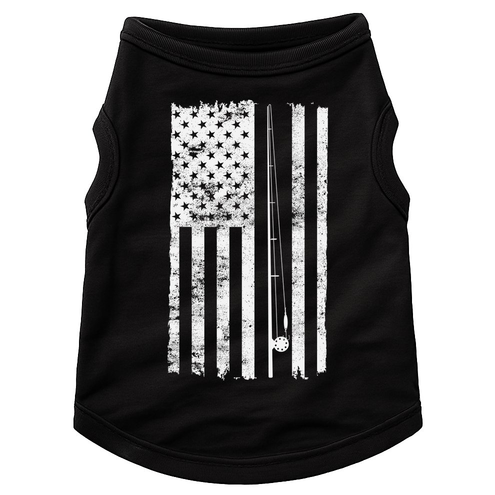 Vintage Fishing American Flag Pole Doggie Tank