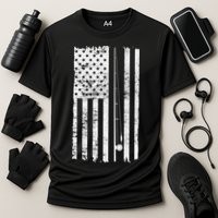 Vintage Fishing American Flag Pole Performance Shirt