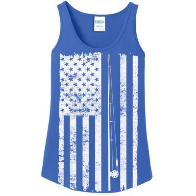 Vintage Fishing American Flag Pole Ladies Essential Tank