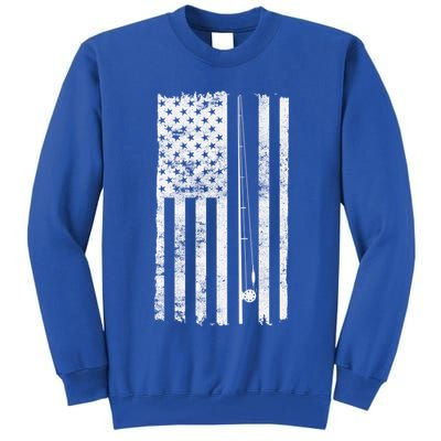 Vintage Fishing American Flag Pole Tall Sweatshirt