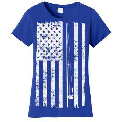 Vintage Fishing American Flag Pole Women's T-Shirt