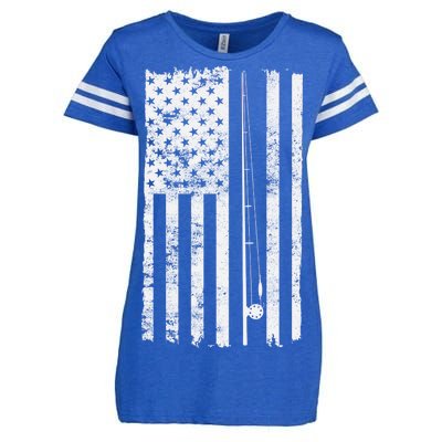 Vintage Fishing American Flag Pole Enza Ladies Jersey Football T-Shirt