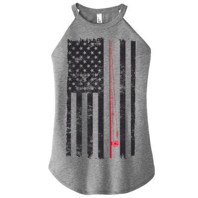 Vintage Fishing American Flag Pole Women’s Perfect Tri Rocker Tank