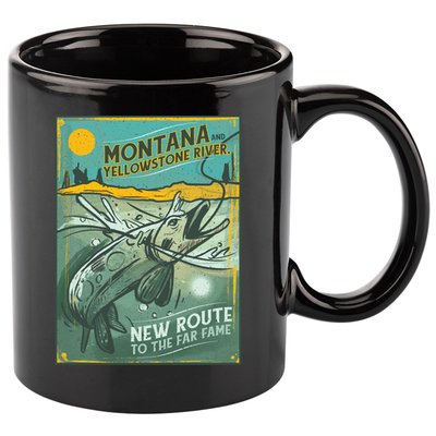 Vintage Fishing Montana 11oz C Handle Ceramic Mug