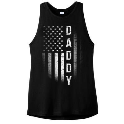 Vintage Flag American Dad Ladies PosiCharge Tri-Blend Wicking Tank