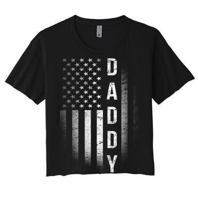 Vintage Flag American Dad Women's Crop Top Tee