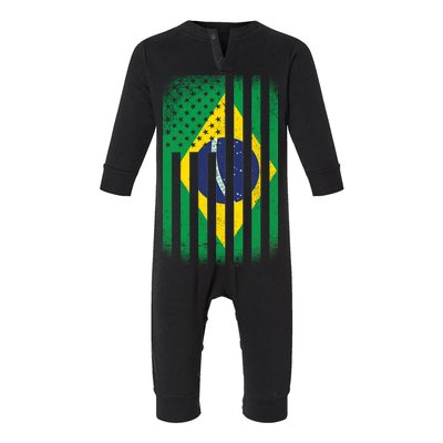 Vintage Flag Of Brazil Infant Fleece One Piece