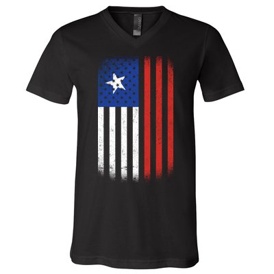 Vintage Flag Of Chile V-Neck T-Shirt
