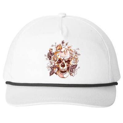 Vintage Floral Flower Skull Snapback Five-Panel Rope Hat