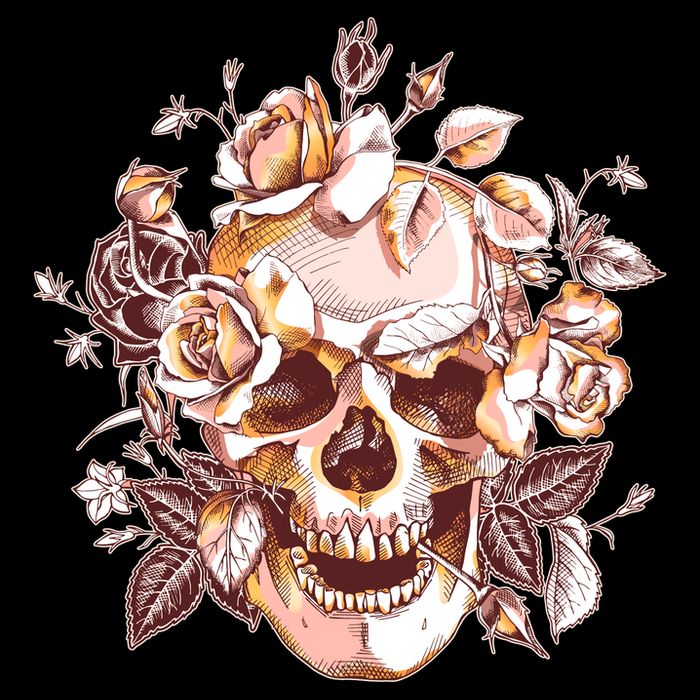 Vintage Floral Flower Skull Womens Tank Top
